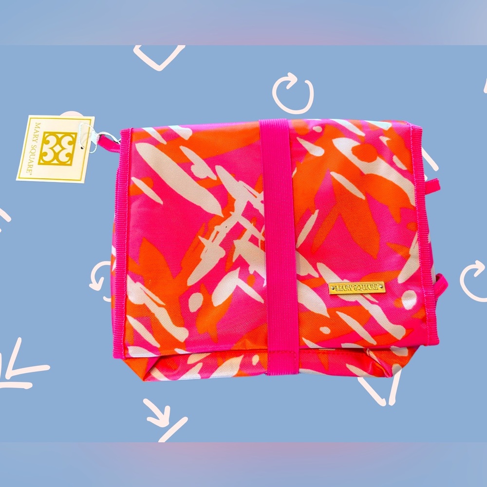 Mary Square cosmetic roll up bag- brand new with tags- orange/pink/white.